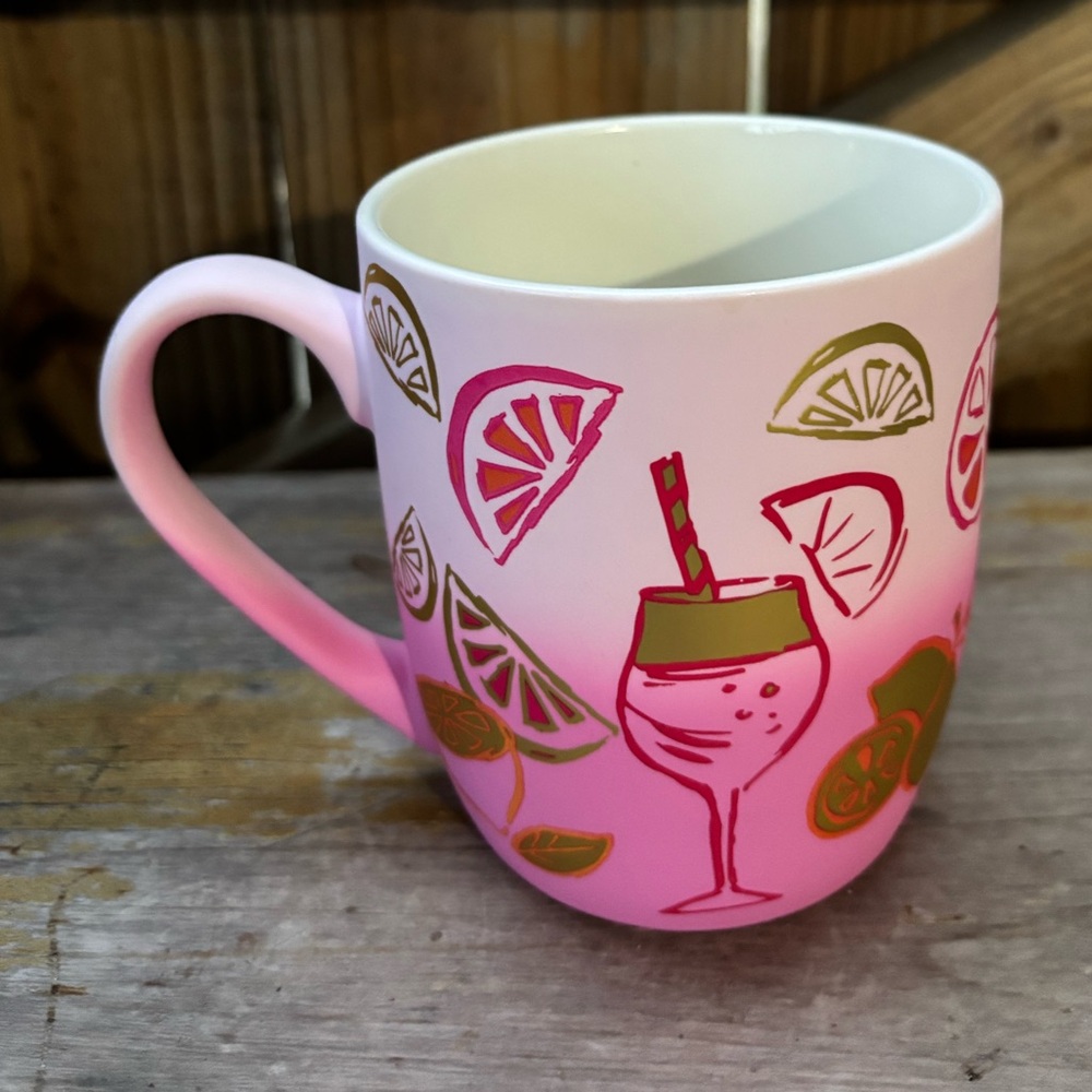 Luna & Sage Pink Ombre & Gold Tropical & Fruity Large 16oz Mug